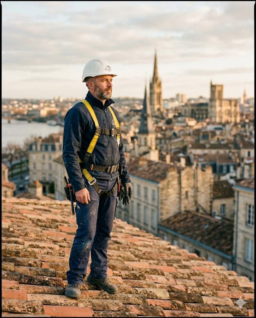 Portrait de l'artisan Medétanch sur un chantier de couverture